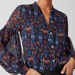 Untuckit Her Lorelei Georgette Blouse Top Bishop Sleeve Boho Chic Art to Wear 4